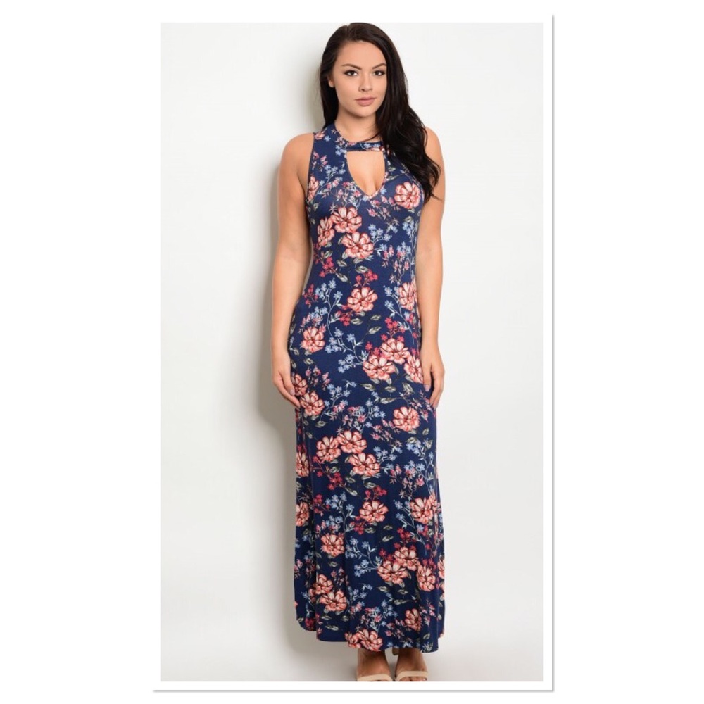 🎉HP🎉FLORAL CHOKER MAXI DRESS - Picture 1 of 4